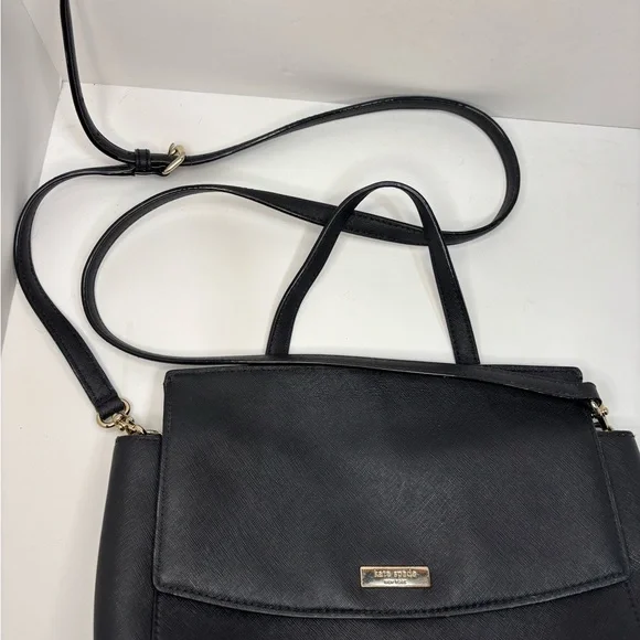 Kate Spade Laurel Black Classic Chic Satchel Purse Crossbody‎ Everyday Bag